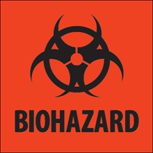 4 x 4" - "Biohazard" Fluorescent Red Labels image