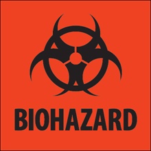 2 x 2" - "Biohazard" Fluorescent Red Labels image