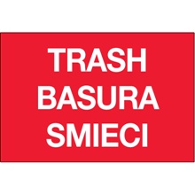 2 x 3" Red Rectangle "Trash/Basura/Smieci" image