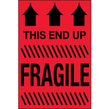 2 x 3" - "This End Up - Fragile" (Fluorescent Red) Labels image
