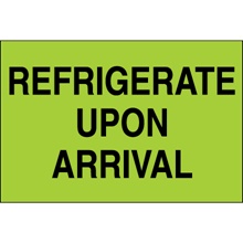2 x 3" -  "Refrigerate Upon Arrival" (Fluorescent Green) Labels image