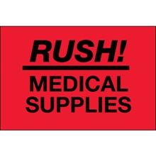 2 x 3" - "Rush - Medical Supplies" (Fluorescent Red) Labels image