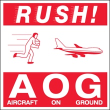 4 x 4" - "Rush AOG - Aircraft On Ground" Labels image