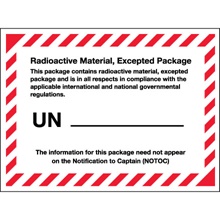 4 3/8 x 3 1/4" - "Radioactive Material, Excepted Package" Labels image
