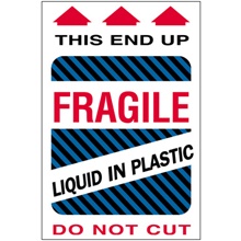 4 x 6" - "Fragile - Liquid in Plastic" Labels image