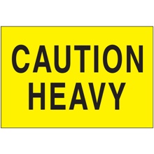 2 x 3" - "Caution - Heavy" (Fluorescent Yellow) Labels image