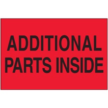 2 x 3" - "Additional Parts Inside" (Fluorescent Red) Labels image