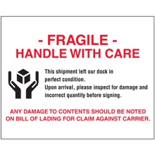 8 x 10" - "Fragile - Handle With Care" Labels image