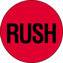 2" Circle - "Rush" (Fluorescent Red) Labels image