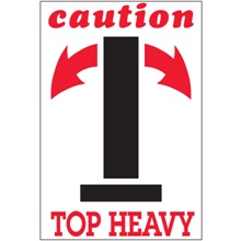4 x 6" - "Caution - Top Heavy" Arrow Labels image