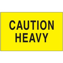 3 x 5" - "Caution - Heavy" (Fluorescent Yellow) Labels image