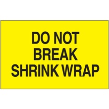 3 x 5" - "Do Not Break Shrink Wrap" (Fluorescent Yellow) Labels image