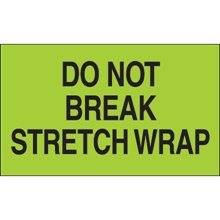 3 x 5" - "Do Not Break Stretch Wrap" (Fluorescent Green) Labels image