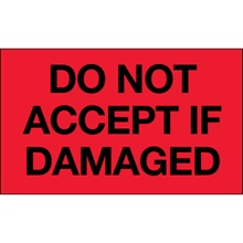 3 x 5" - "Do Not Accept If Damaged" (Fluorescent Red) Labels image