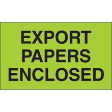 3 x 5" - "Export Papers Enclosed" (Fluorescent Green) Labels image