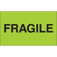 3 x 5" - "Fragile" (Fluorescent Green) Labels image