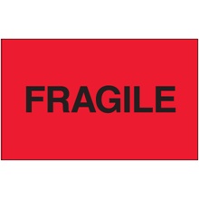 3 x 5" - "Fragile" (Fluorescent Red) Labels image