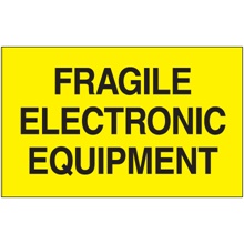 3 x 5" - "Fragile Electronic Equipment" (Fluorescent Yellow) Labels image