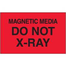 3 x 5" - "Magnetic Media Do Not X-Ray" (Fluorescent Red) Labels image