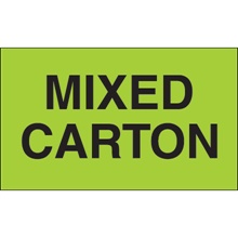 3 x 5" - "Mixed Carton" (Fluorescent Green) Labels image