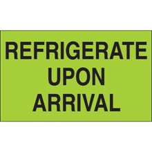 3 x 5" - "Refrigerate Upon Arrival" (Fluorescent Green) Labels image