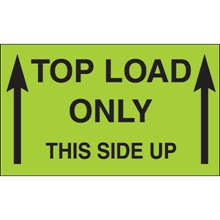 3 x 5" - "Top Load Only - This Side Up" (Fluorescent Green) Labels image