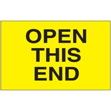 3 x 5" - "Open This End" (Fluorescent Yellow) Labels image
