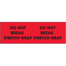 3 x 10" - "Do Not Break Stretch Wrap" (Fluorescent Red) Labels image
