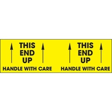 3 x 10" - "This End Up - Handle With Care" (Fluorescent Yellow) Labels image