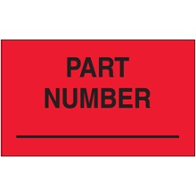3 x 5" - "Part Number" (Fluorescent Red) Labels image