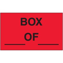 3 x 5" - "Box ___ of ___" (Fluorescent Red) Labels image