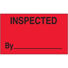 3 x 5" - "Inspected By" (Fluorescent Red) Labels image