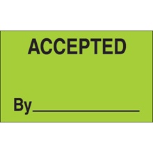 3 x 5" - "Accepted By" (Fluorescent Green) Labels image