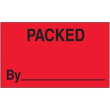 3 x 5" - "Packed By" (Fluorescent Red) Labels image