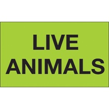 3 x 5" - "Live Animals" (Fluorescent Green) Labels image