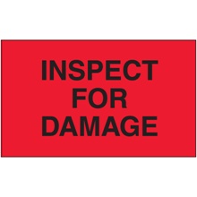 3 x 5" - "Inspect For Damage" (Fluorescent Red) Labels image
