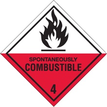 4 x 4" - "Spontaneously Combustible - 4" Labels image