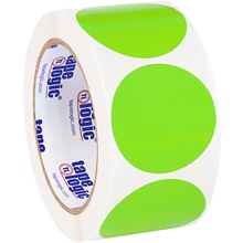 2" Fluorescent Green Inventory Circle Labels image