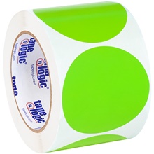 3" Fluorescent Green Inventory Circle Labels image