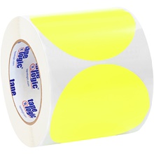 4" Fluorescent Yellow Inventory Circle Labels image