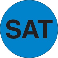 1" Circle - "SAT" (Blue) Days of the Week Labels image