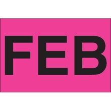 2 x 3" - "FEB" (Fluorescent Pink) Months of the Year Labels image