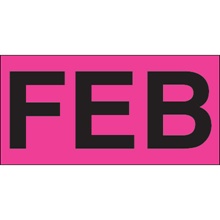 3 x 6" - "FEB" (Fluorescent Pink) Months of the Year Labels image