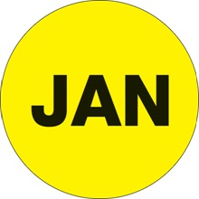 1" Circle - "JAN" (Fluorescent Yellow) Months of the Year Labels image