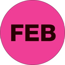 1" Circle - "FEB" (Fluorescent Pink) Months of the Year Labels image
