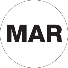 1" Circle - "MAR" (White) Months of the Year Labels image