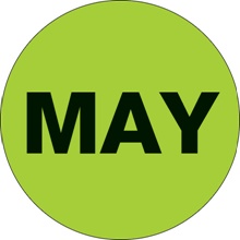 1" Circle - "MAY" (Fluorescent Green) Months of the Year Labels image