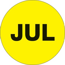 1" Circle - "JUL" (Fluorescent Yellow) Months of the Year Labels image