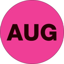 1" Circle - "AUG" (Fluorescent Pink) Months of the Year Labels image