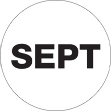 1" Circle - "SEPT" (White) Months of the Year Labels image